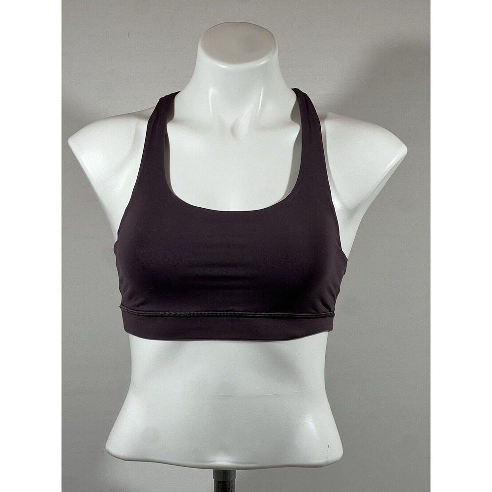 Lululemon Training Bra Women 4 Purple Nylon Racerback Gym Yoga Athleisure